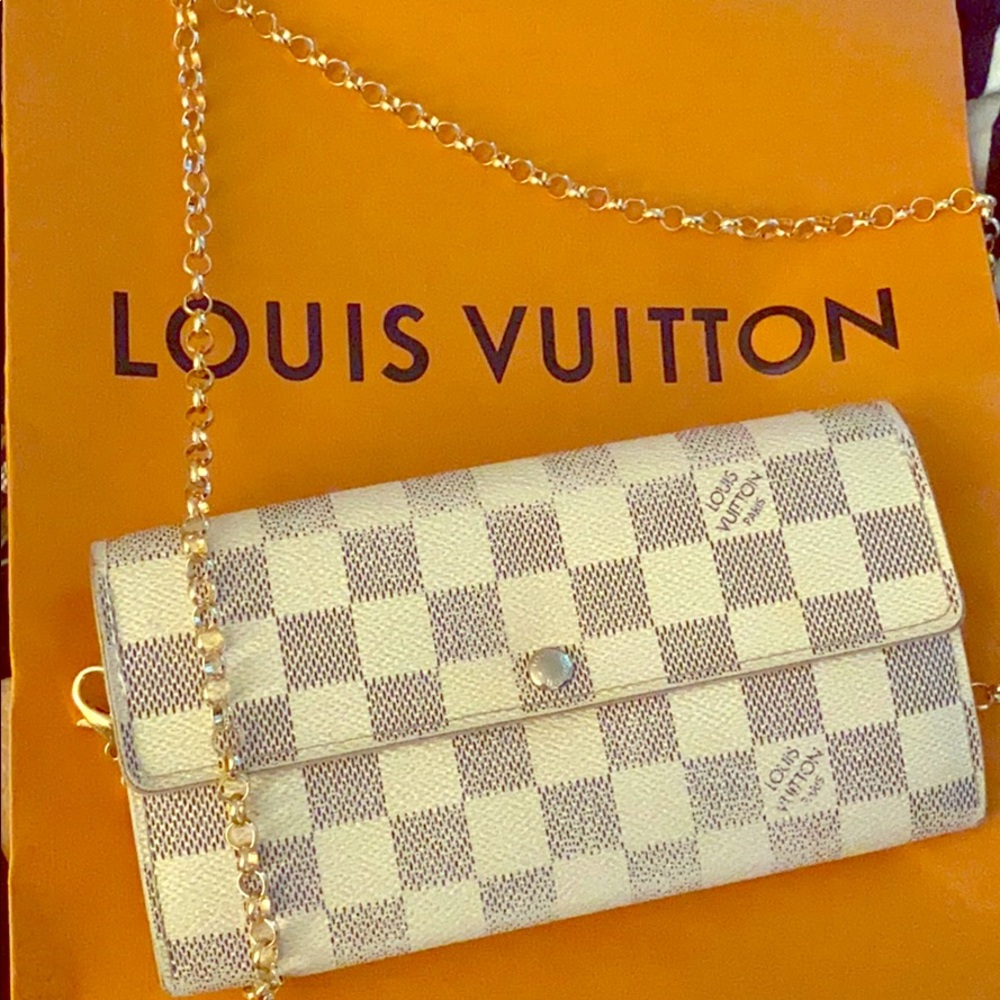 Louis Vuitton Damier Azur Sarah Wallet with Chain